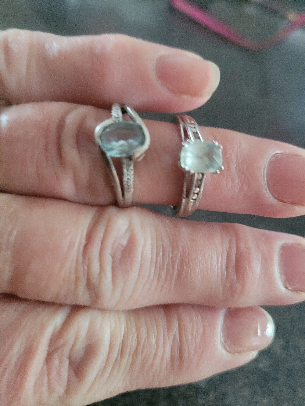 Aquamarie Sterling Sliver Rings